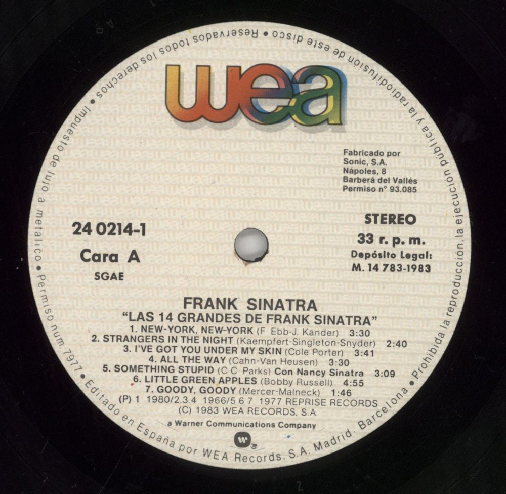Frank Sinatra Las 14 Grandes De Frank Sinatra Spanish vinyl LP album (LP record) FRSLPLA859957