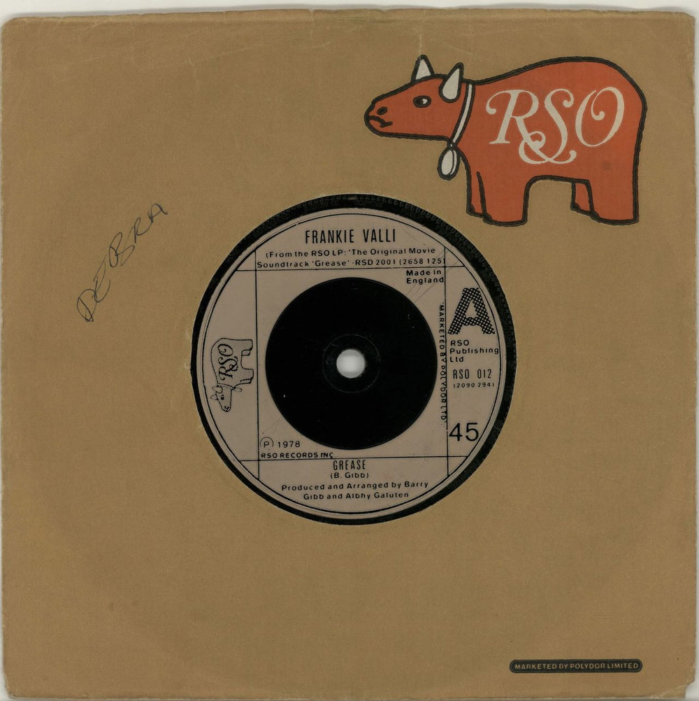 Frankie Valli Grease - Injection UK 7" vinyl single (7 inch record / 45) RSO012