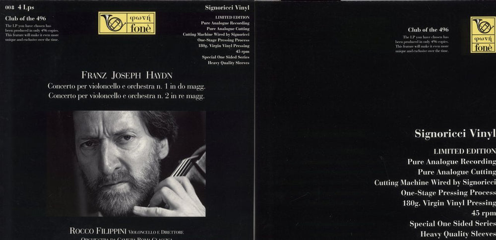 Franz Joseph Haydn Cello Concertos No. 1 in C Major & No. 2 in D Major - 180gm Vinyl Italian 4-LP vinyl album record set 008