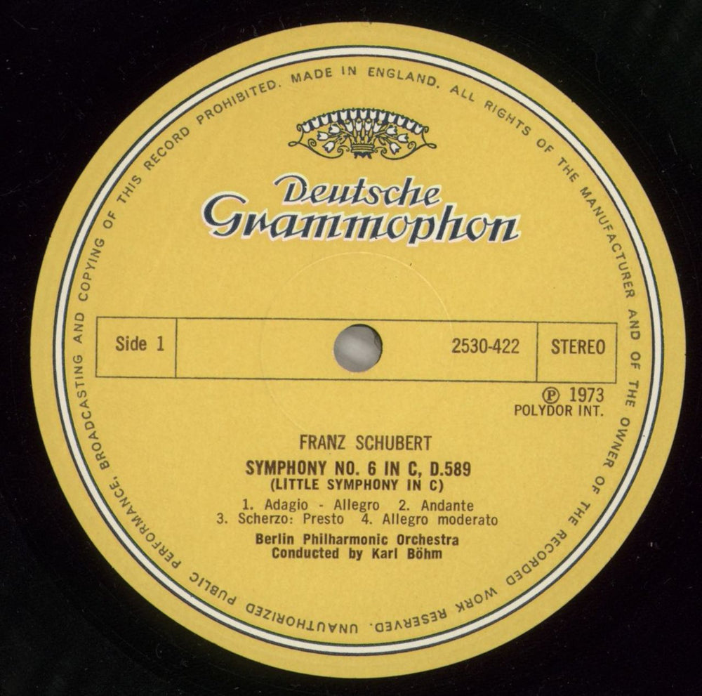 Franz Schubert Schubert: Symphonie Nr. 6 / Musik Zu »Rosamunde« UK vinyl LP album (LP record) FT2LPSC875197