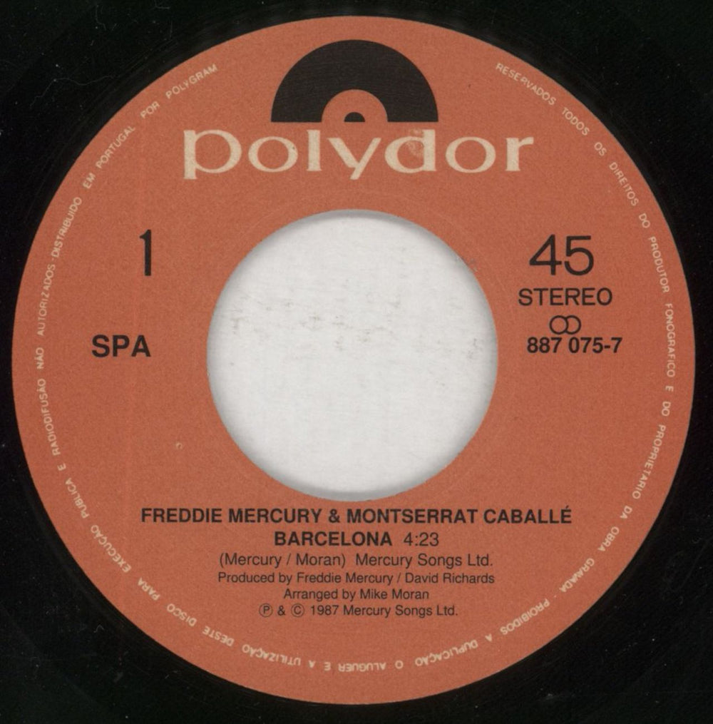 Freddie Mercury Barcelona - Pridana F Pharmaceutical Promo Cover Portugese Promo 7" vinyl single (7 inch record / 45)