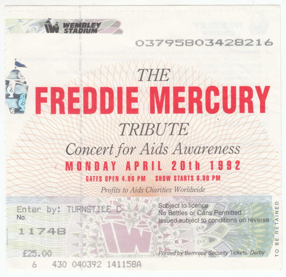 Freddie Mercury The Freddie Mercury Tribute Concert + Ticket Stub & Banner UK tour programme
