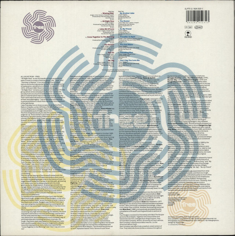 Free All Right Now UK vinyl LP album (LP record) 042282452313