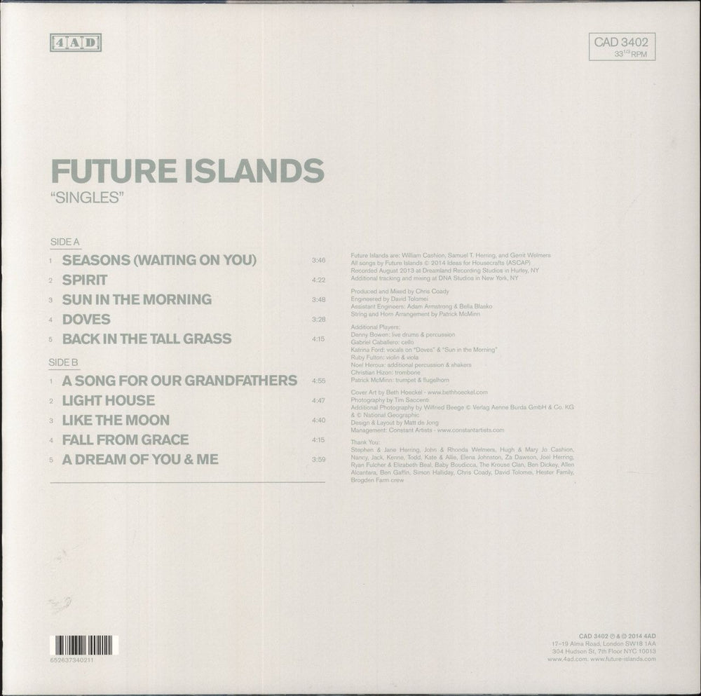 Future Islands Singles UK vinyl LP album (LP record) 652637340211