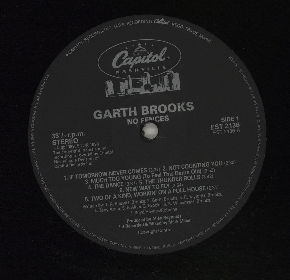 Garth Brooks No Fences - Hype Stickered UK vinyl LP album (LP record) GARLPNO678837