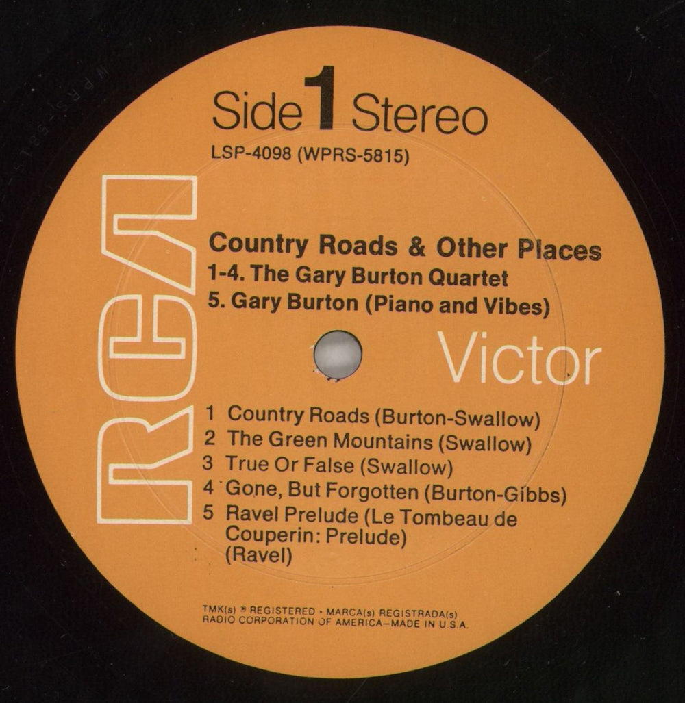 Gary Burton Country Roads & Other Places German vinyl LP album (LP record) GB5LPCO874410