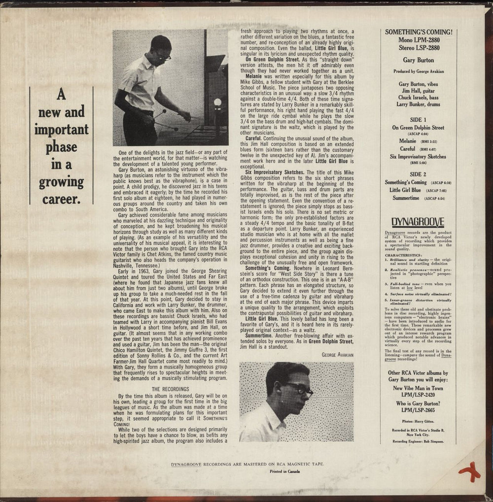 Gary Burton Something's Coming! Canadian vinyl LP album (LP record)