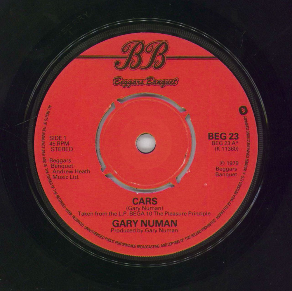 Gary Numan Cars - 4 Prong UK 7" vinyl single (7 inch record / 45)