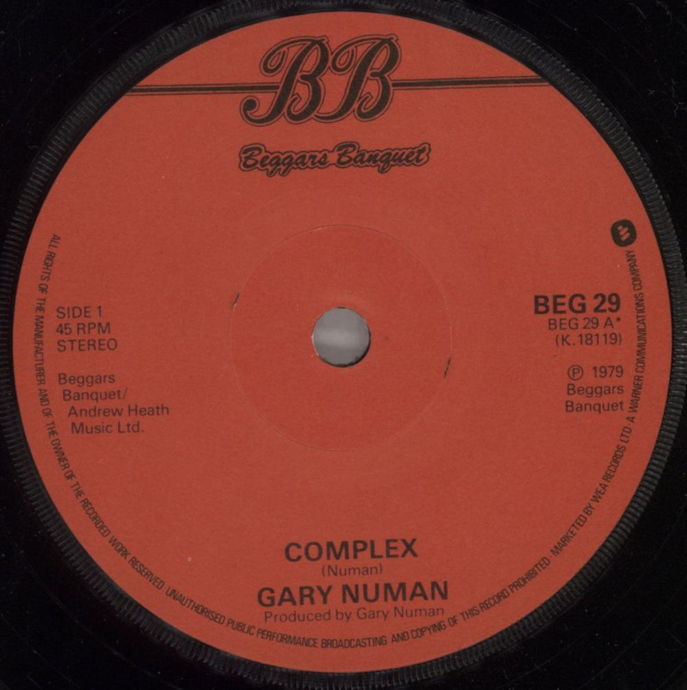 Gary Numan Complex - P/S UK 7" vinyl single (7 inch record / 45) NUM07CO43550