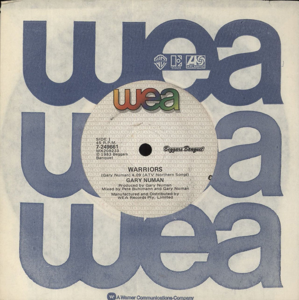 Gary Numan Warriors Australian 7" vinyl single (7 inch record / 45) 7-249661