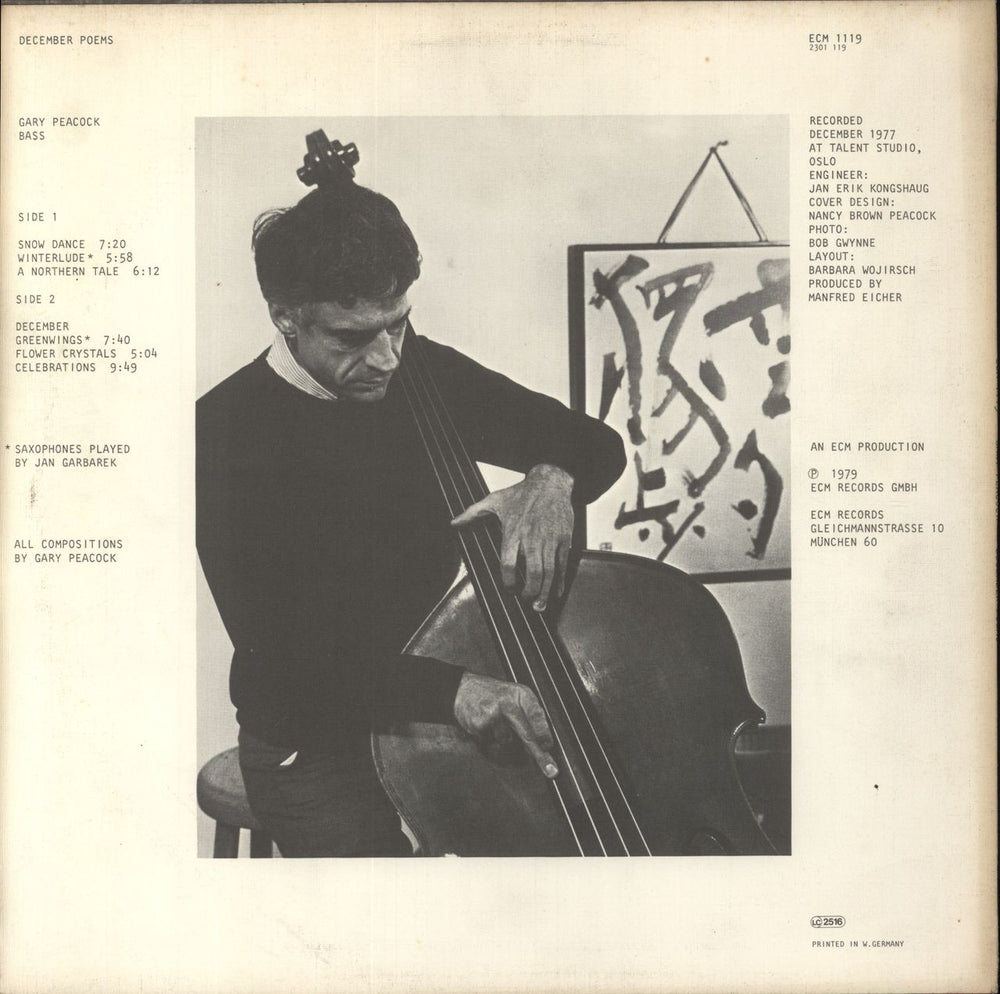 Gary Peacock December Poems German Promo vinyl LP album (LP record)