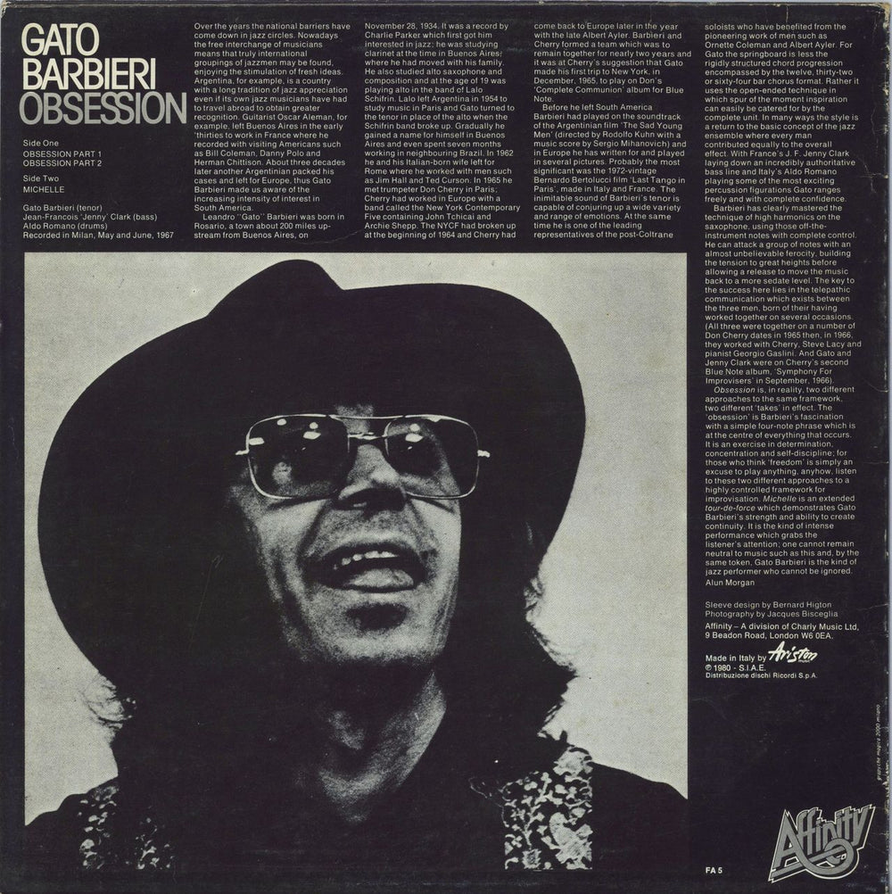 Gato Barbieri Obsession Italian vinyl LP album (LP record)