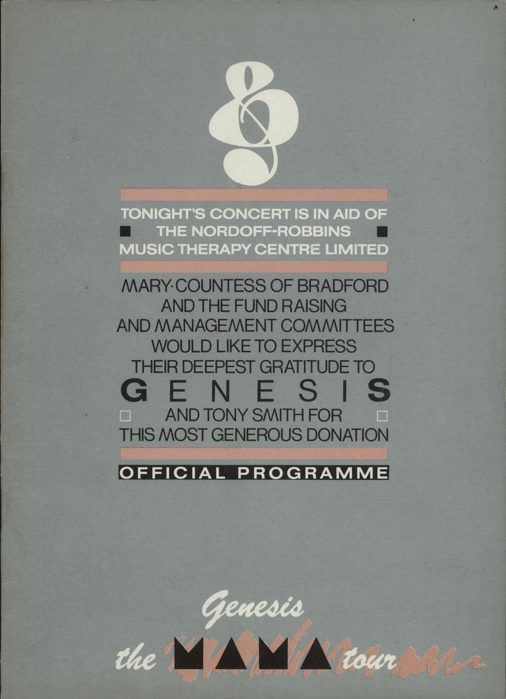 Genesis The Mama Tour - In Aid Of The Nordoff-Robbins Music Therapy Centre Limited UK tour programme