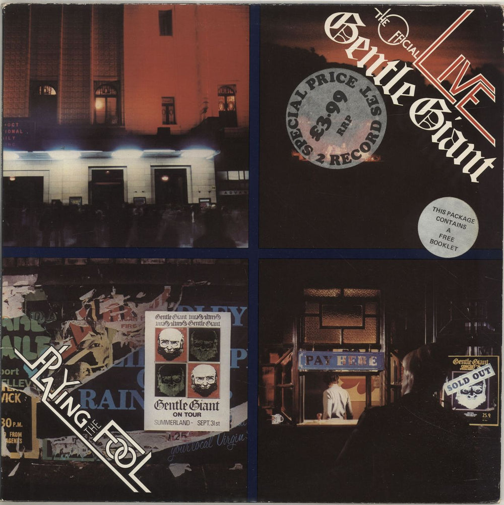 Gentle Giant Live - Playing The Fool -1st + Booklet - Stickered UK 2-LP vinyl record set (Double LP Album) CTY1133