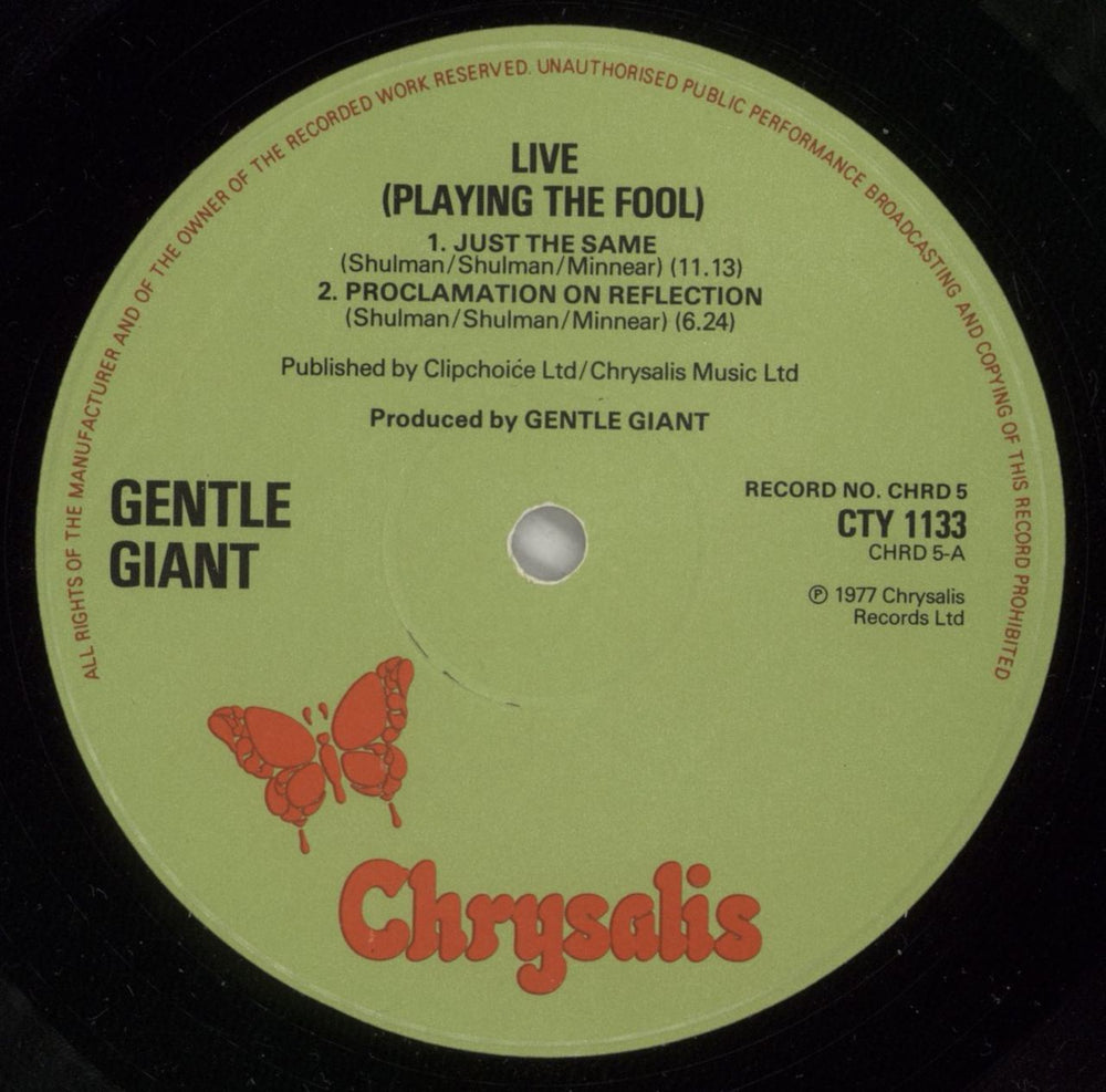 Gentle Giant Live - Playing The Fool - 1st - VG UK 2-LP vinyl record set (Double LP Album) GTL2LLI877263