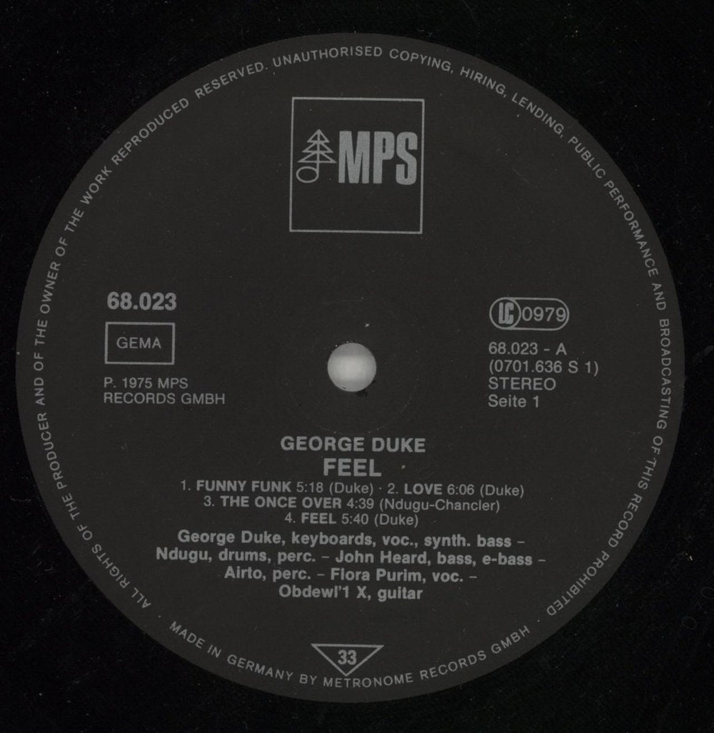 George Duke Feel - EX German vinyl LP album (LP record) GA9LPFE870678