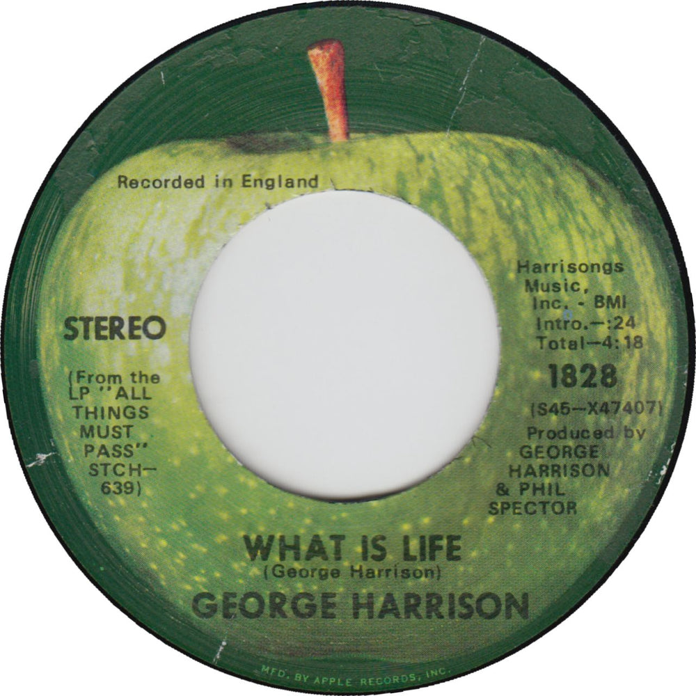 George Harrison What Is Life + P/S US 7" vinyl single (7 inch record / 45)