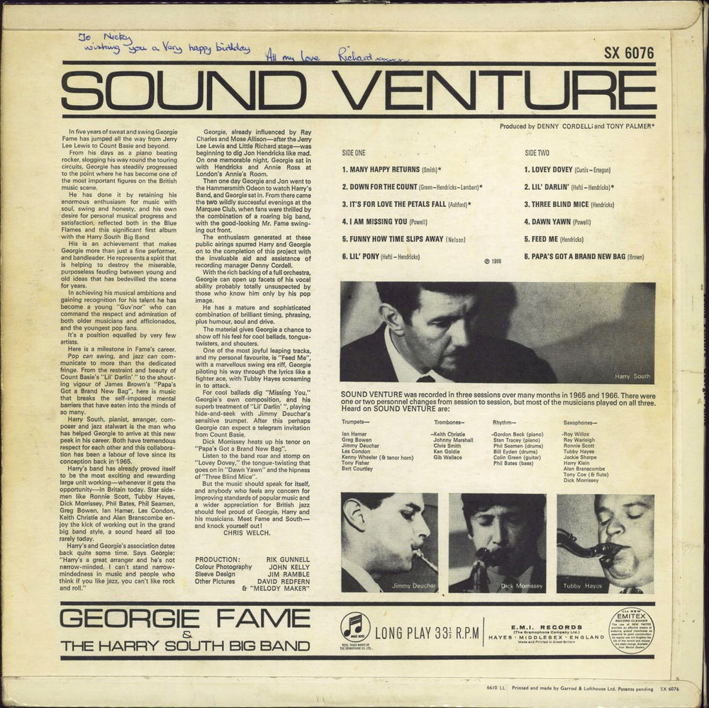 Georgie Fame Sound Venture - VG UK vinyl LP album (LP record)