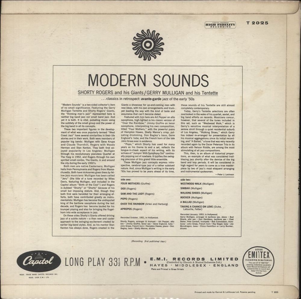 Gerry Mulligan Modern Sounds - Factory Sample UK Promo vinyl LP album (LP record)