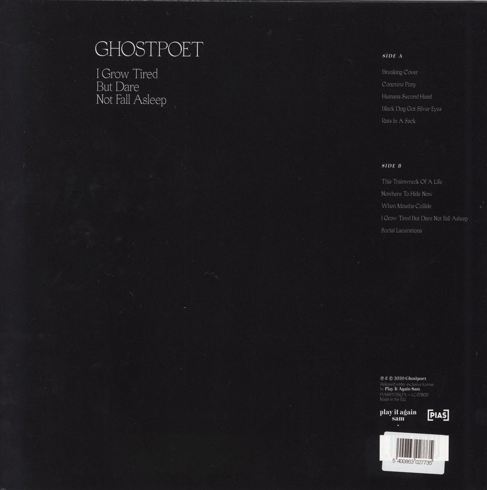 Ghostpoet I Grow Tired But Dare Not Fall Asleep - Clear Vinyl UK vinyl LP album (LP record) 5400863027735