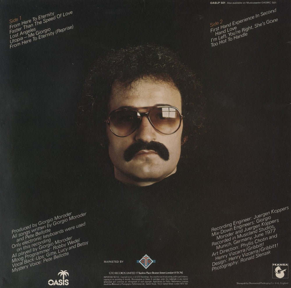 Giorgio Moroder From Here To Eternity UK vinyl LP album (LP record)