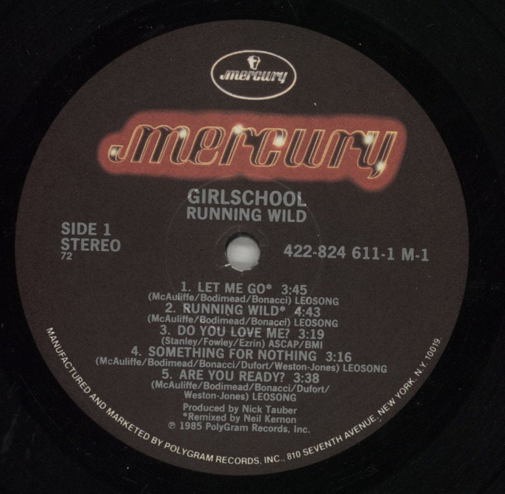 Girlschool Running Wild US vinyl LP album (LP record) GSCLPRU865359