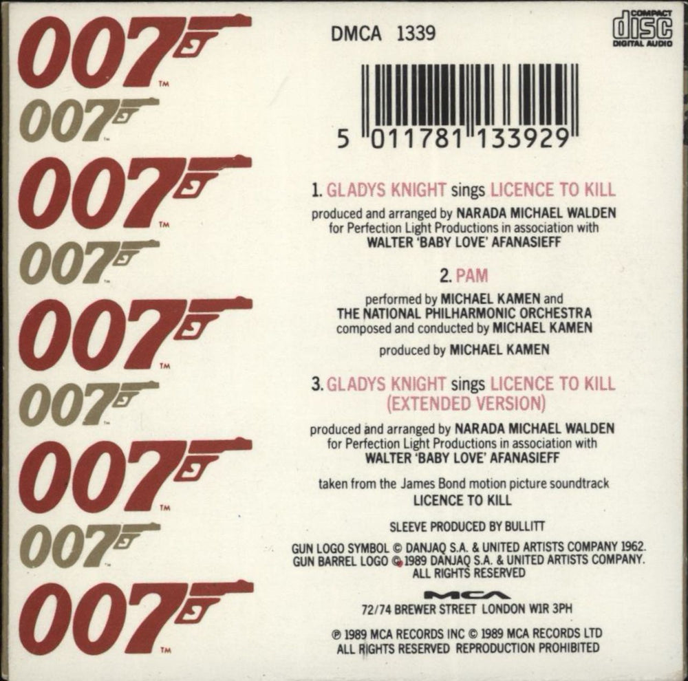 Gladys Knight & The Pips Licence To Kill UK 3" CD single (CD3) 5011781133929