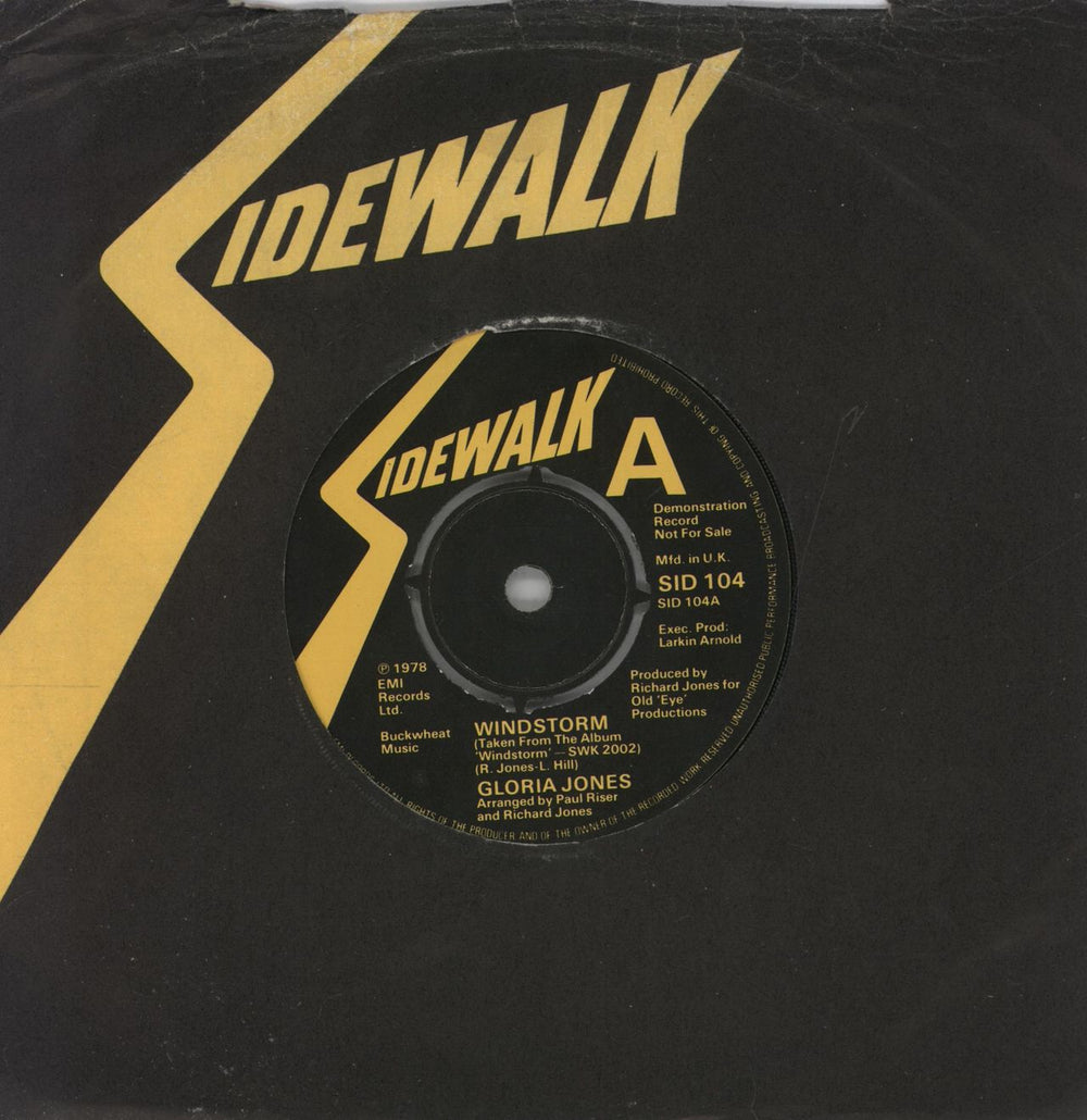 Gloria Jones Windstorm UK Promo 7" vinyl single (7 inch record / 45) SID104