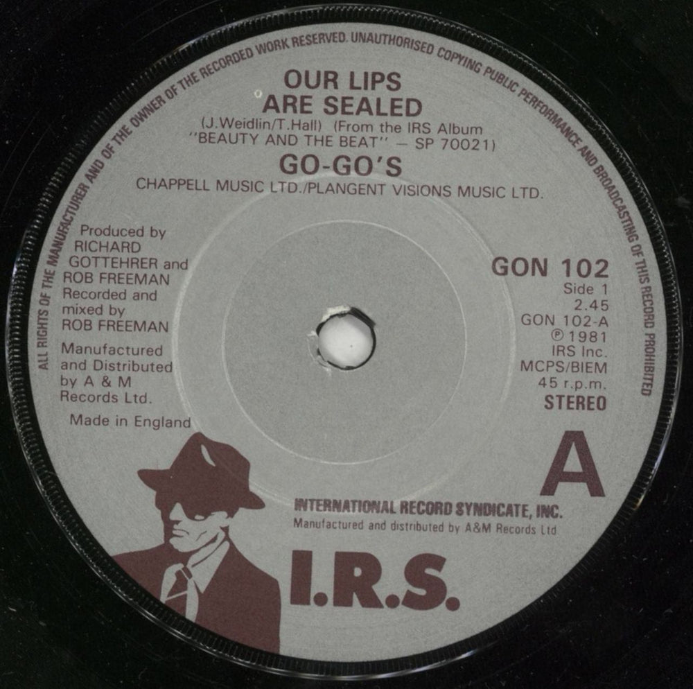 Go-Go's Our Lips Are Sealed UK 7" vinyl single (7 inch record / 45) GOG07OU81551