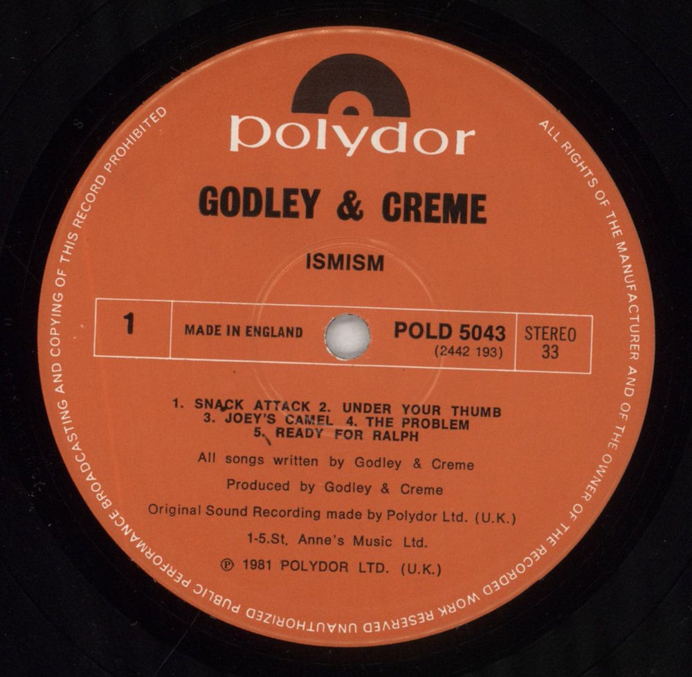 Godley & Creme Ismism UK vinyl LP album (LP record) G&CLPIS246432