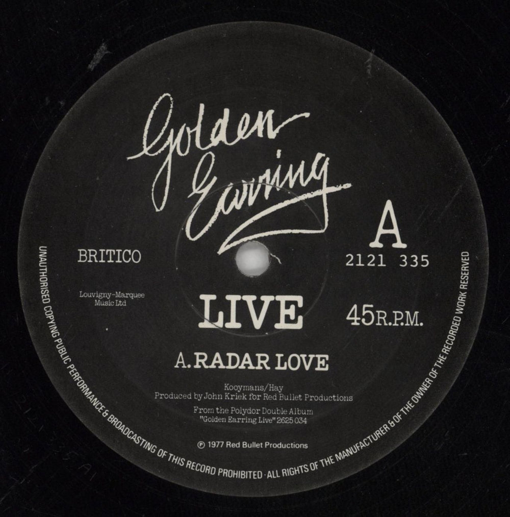 Golden Earring Radar Love [Live] UK 12" vinyl single (12 inch record / Maxi-single) EAR12RA228942