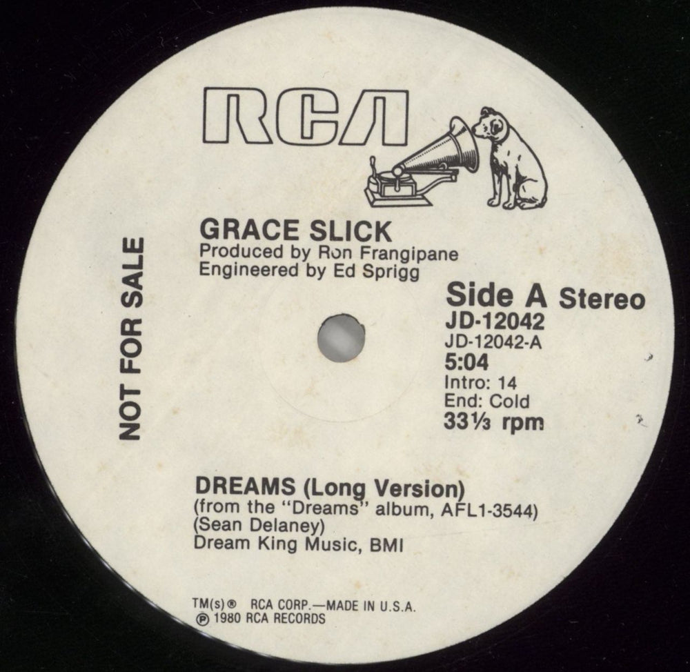 Grace Slick Dreams US Promo 12" vinyl single (12 inch record / Maxi-single) GSK12DR297331