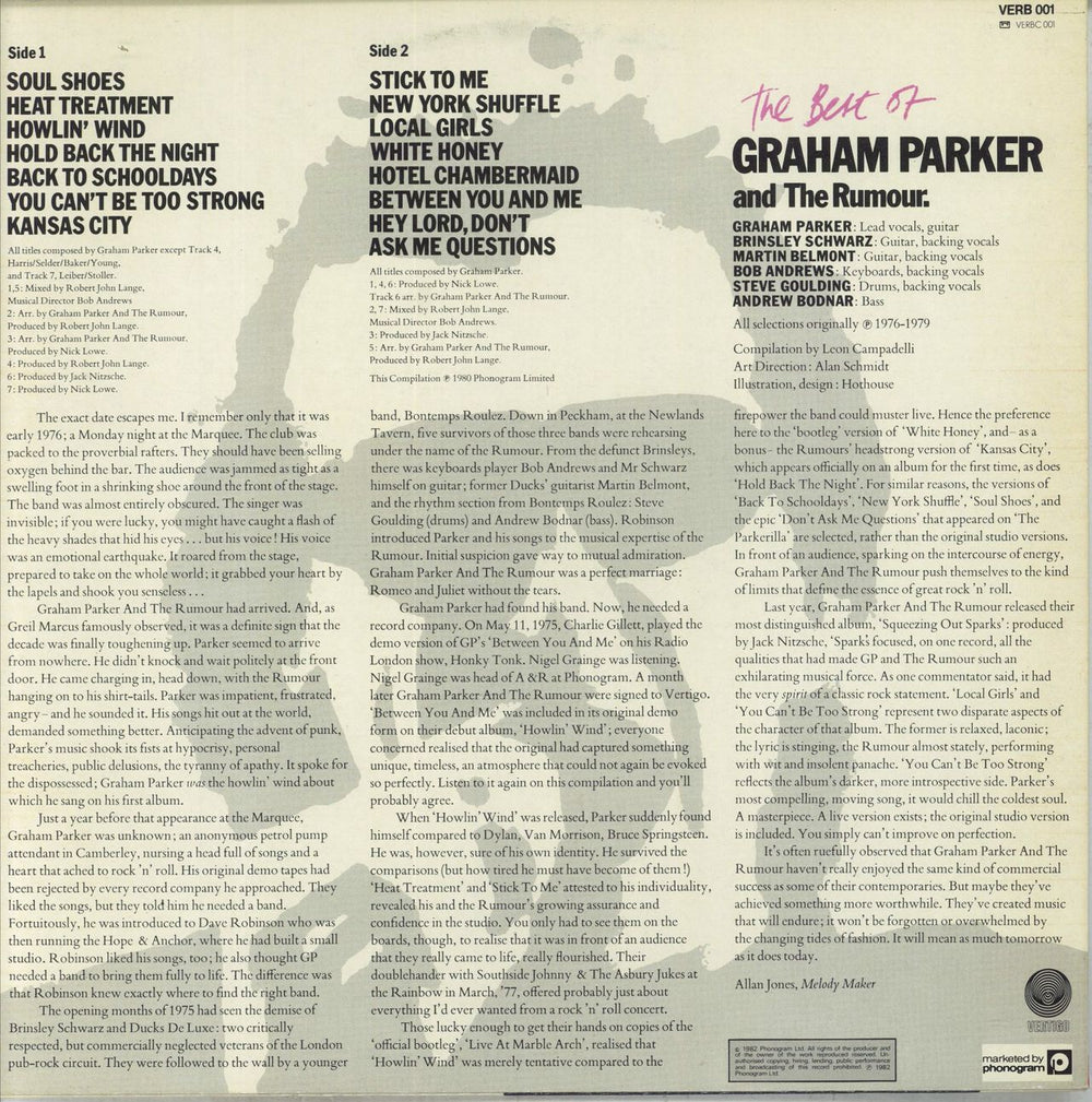 Graham Parker The Best Of Graham Parker & The Rumour UK vinyl LP album (LP record)