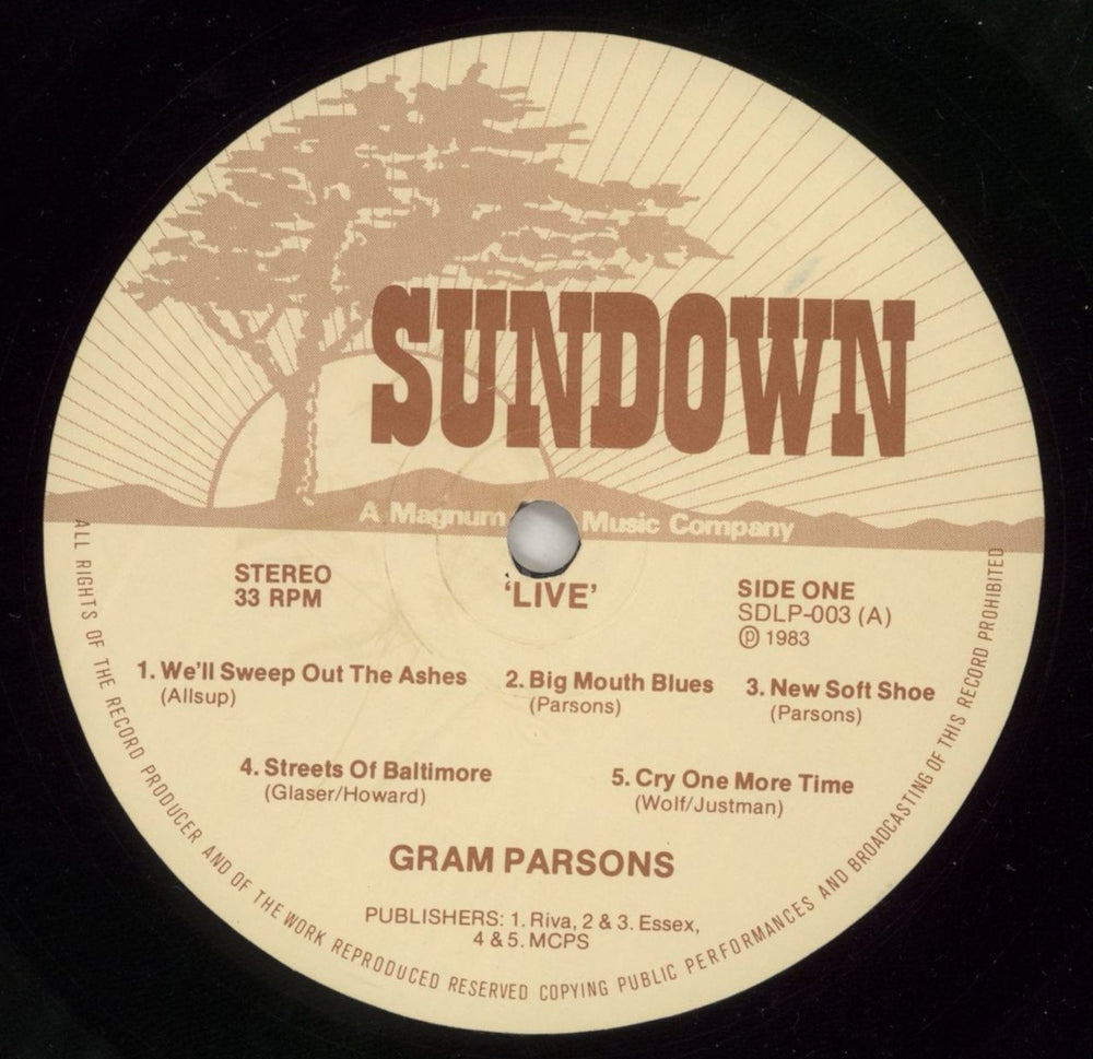 Gram Parsons Live 1973 UK vinyl LP album (LP record) GRMLPLI499027