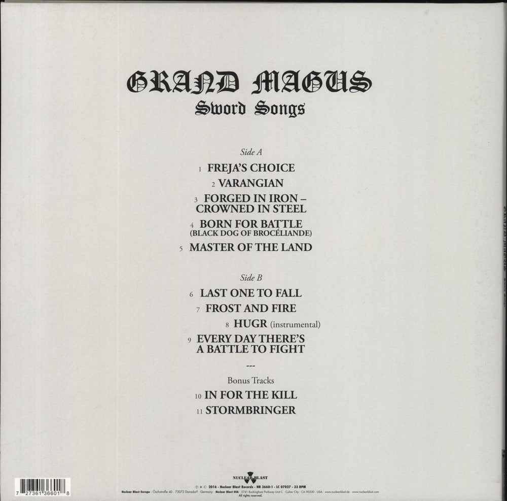 Grand Magus Sword Songs + Poster UK vinyl LP album (LP record) 727361366018