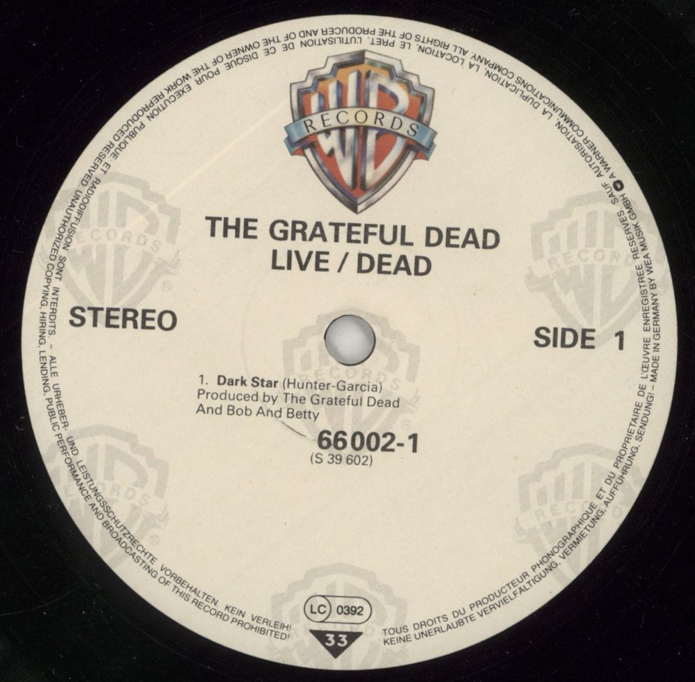 Grateful Dead Live/Dead German 2-LP vinyl record set (Double LP Album) GRD2LLI793241