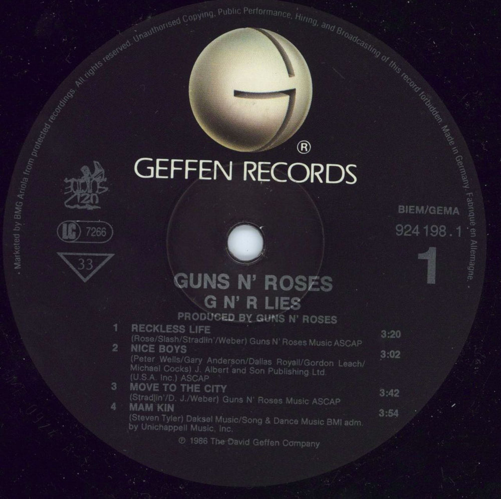Guns N Roses GN'R Lies German vinyl LP album (LP record) GNRLPGN784919
