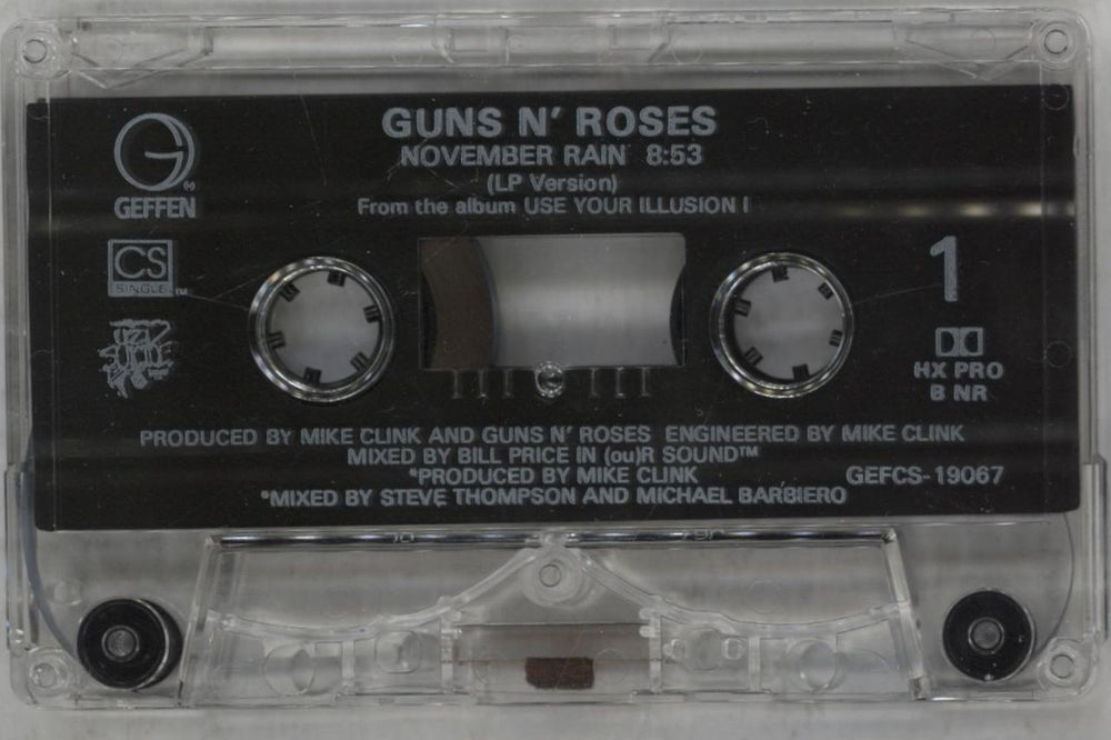 Guns N Roses November Rain US cassette single GNRCSNO436284