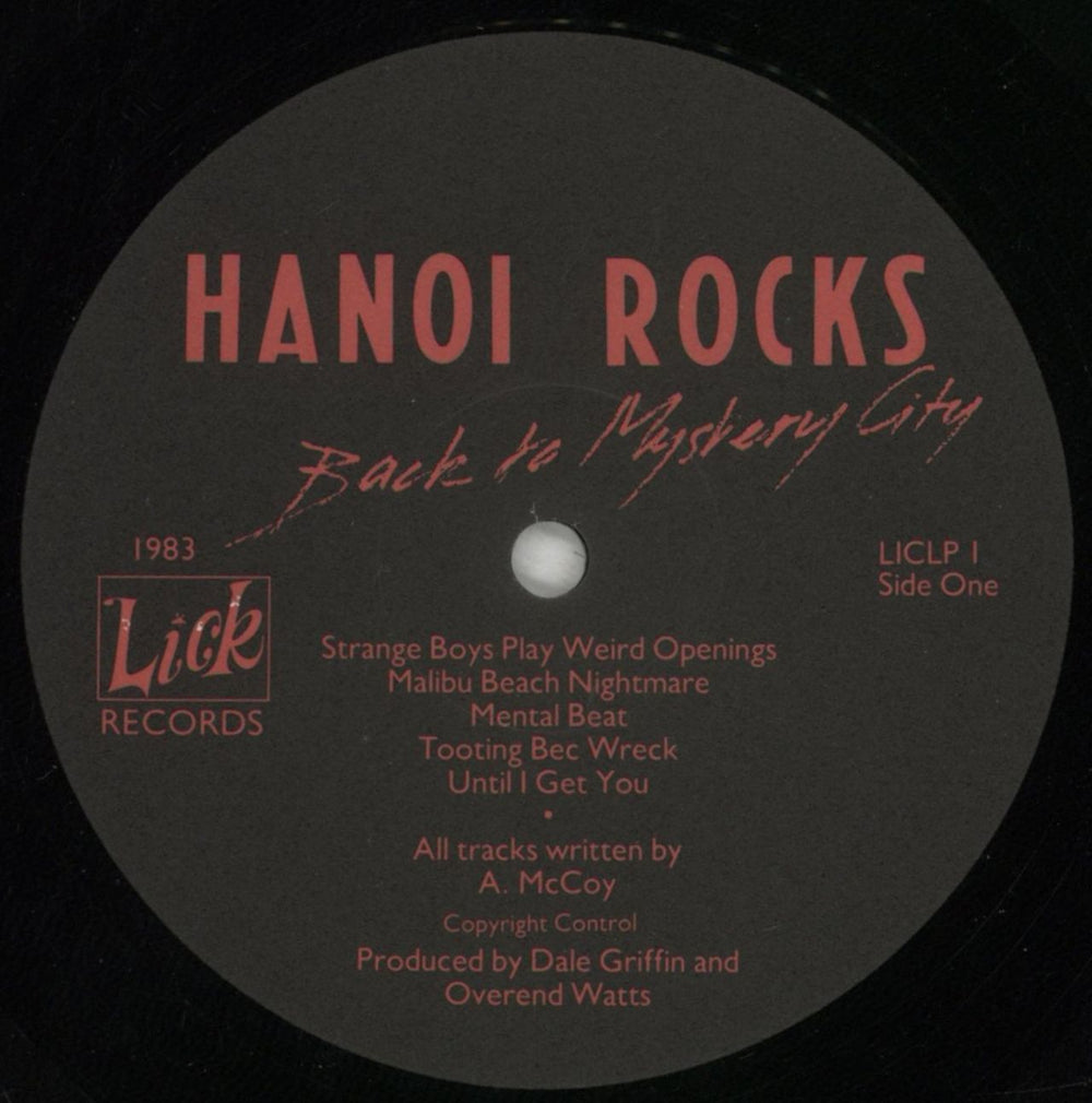 Hanoi Rocks Back To Mystery City + lyric inner UK vinyl LP album (LP record) HANLPBA852205