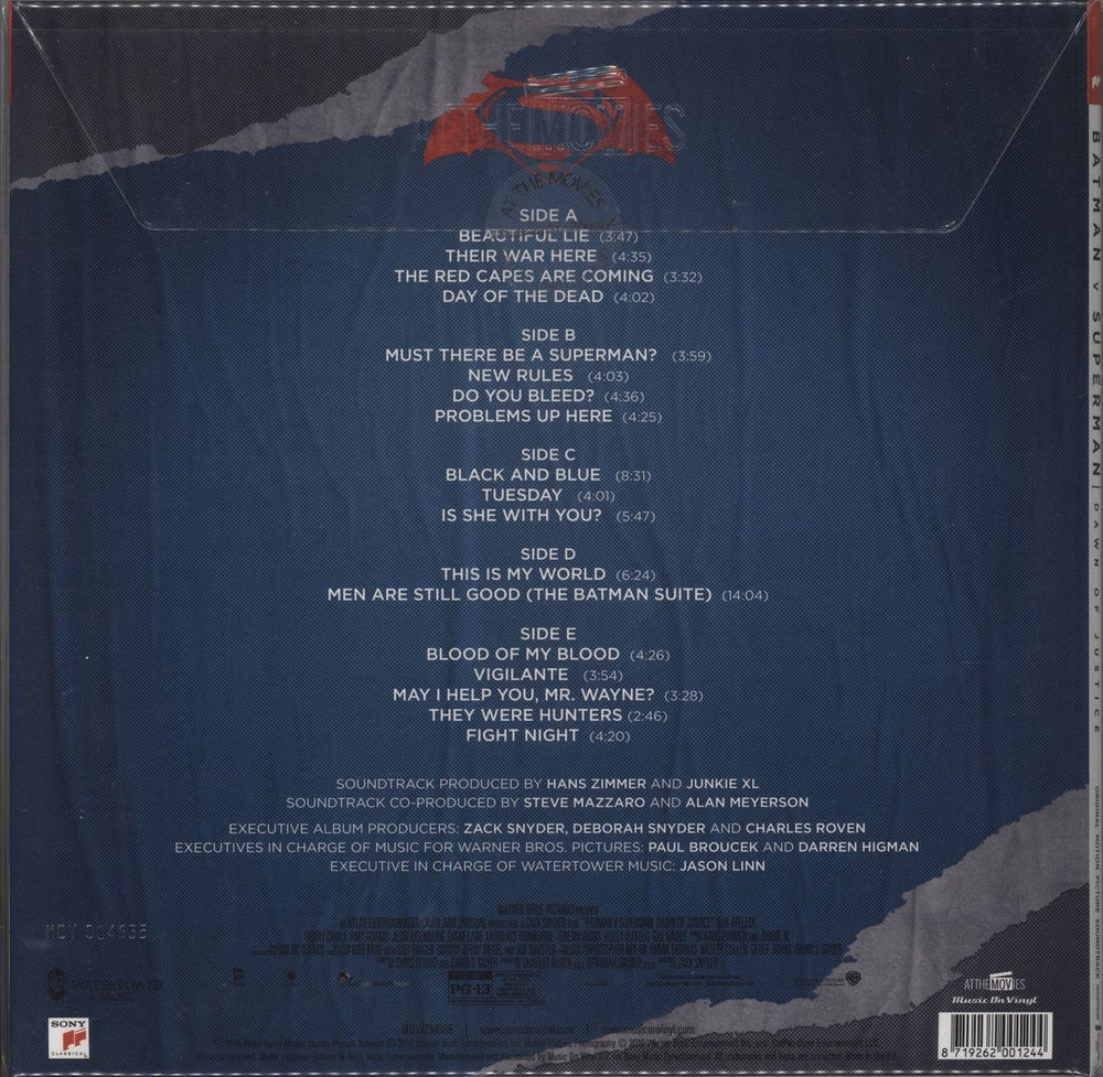Hans Zimmer Batman V Superman: Dawn Of Justice - Red, Blue & Black 180 Gram Vinyl - Sealed UK 3-LP vinyl record set (Triple LP Album)