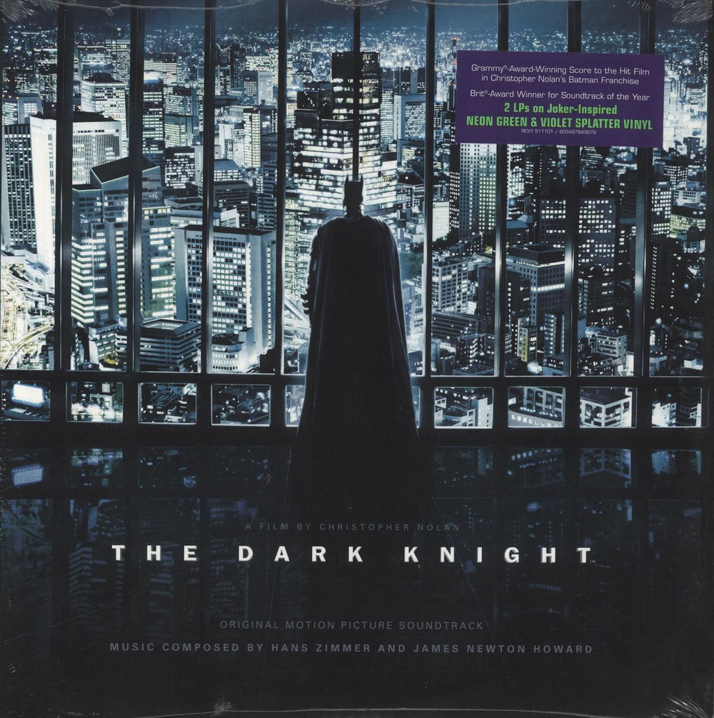 Hans Zimmer The Dark Knight (Original Motion Picture Soundtrack) - Neon Green & Violet Splattered Vinyl - Sealed UK 2-LP vinyl record set (Double LP Album) 603497843879