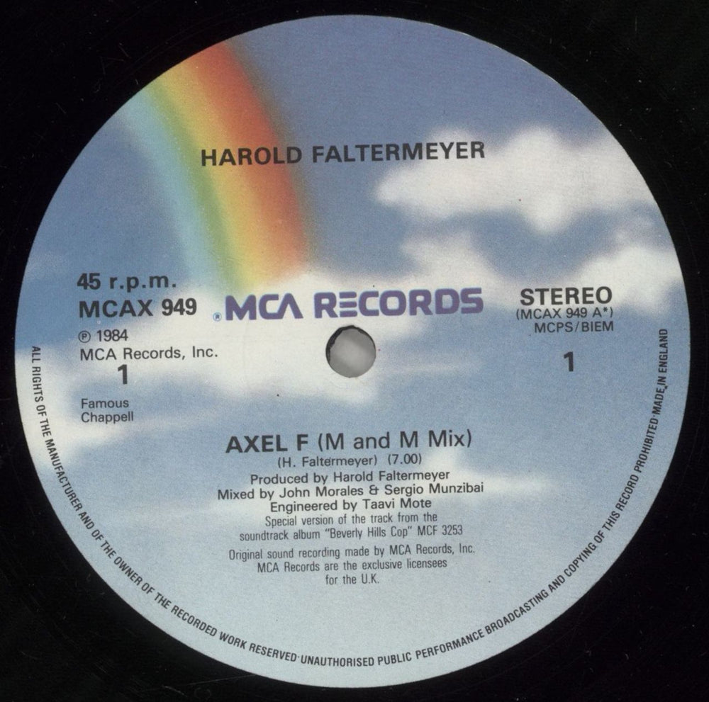 Harold Faltermeyer Axel F (The M & M Mix) UK 12" vinyl single (12 inch record / Maxi-single) HFL12AX144892