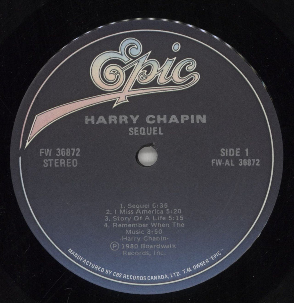 Harry Chapin Sequel Canadian vinyl LP album (LP record) HCHLPSE862009