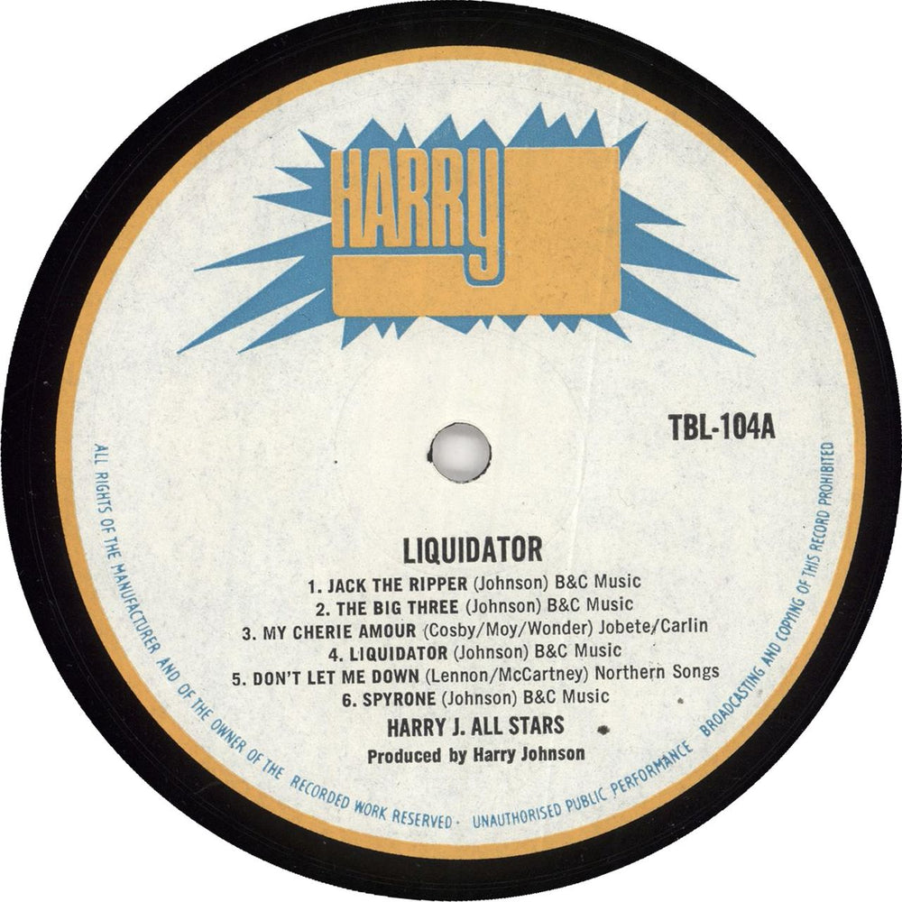 Harry J. All Stars Liquidator UK vinyl LP album (LP record)