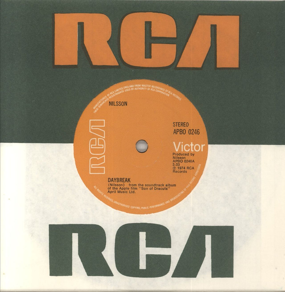 Harry Nilsson Daybreak UK 7" vinyl single (7 inch record / 45) APBO0246