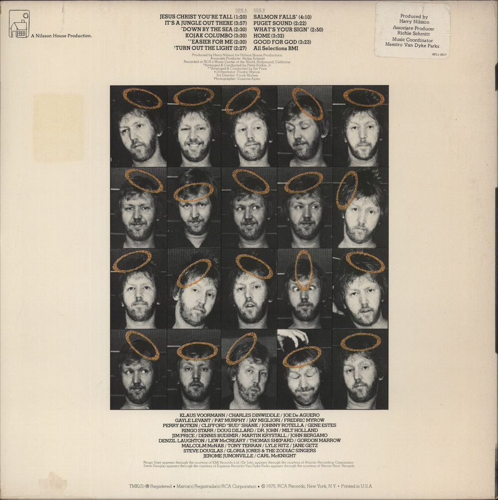 Harry Nilsson Duit On Mon Dei US vinyl LP album (LP record)