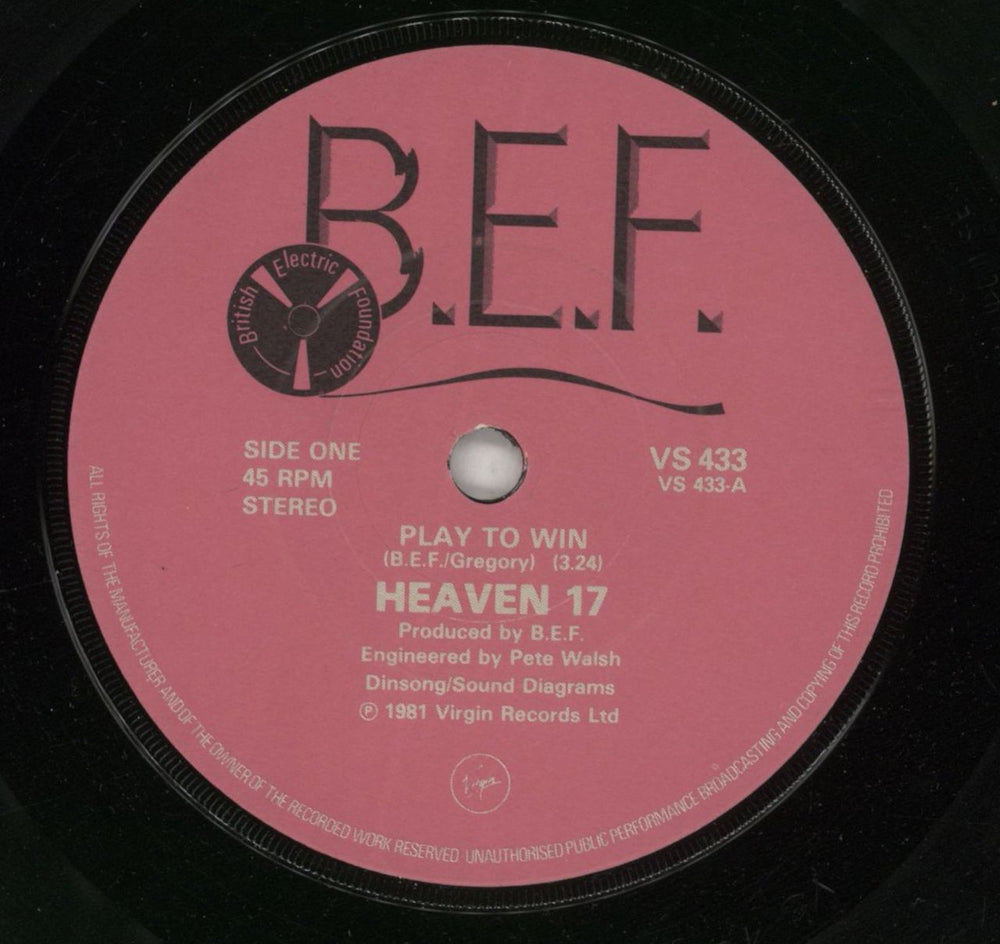 Heaven 17 Play To Win UK 7" vinyl single (7 inch record / 45) H1707PL171921