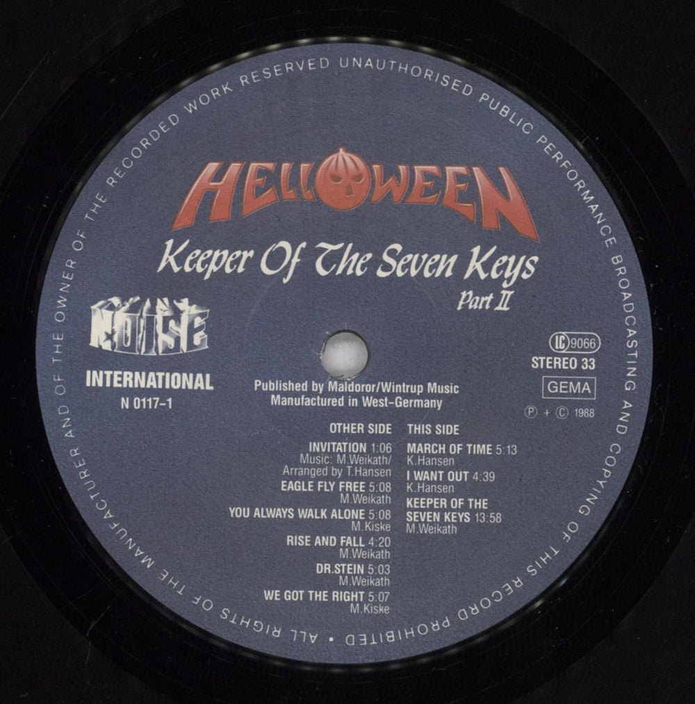 Helloween Keeper Of The Seven Keys - Part II - EX German vinyl LP album (LP record) HLOLPKE839559