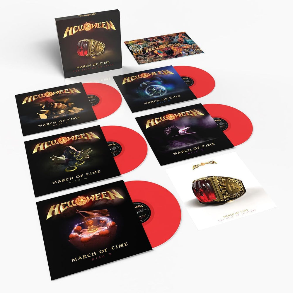 Helloween March Of Time | The Best Of 40 Years - Red Vinyl 5-LP Box Set + Art Print & Puzzle UK Vinyl Box Set NOISEBOX120