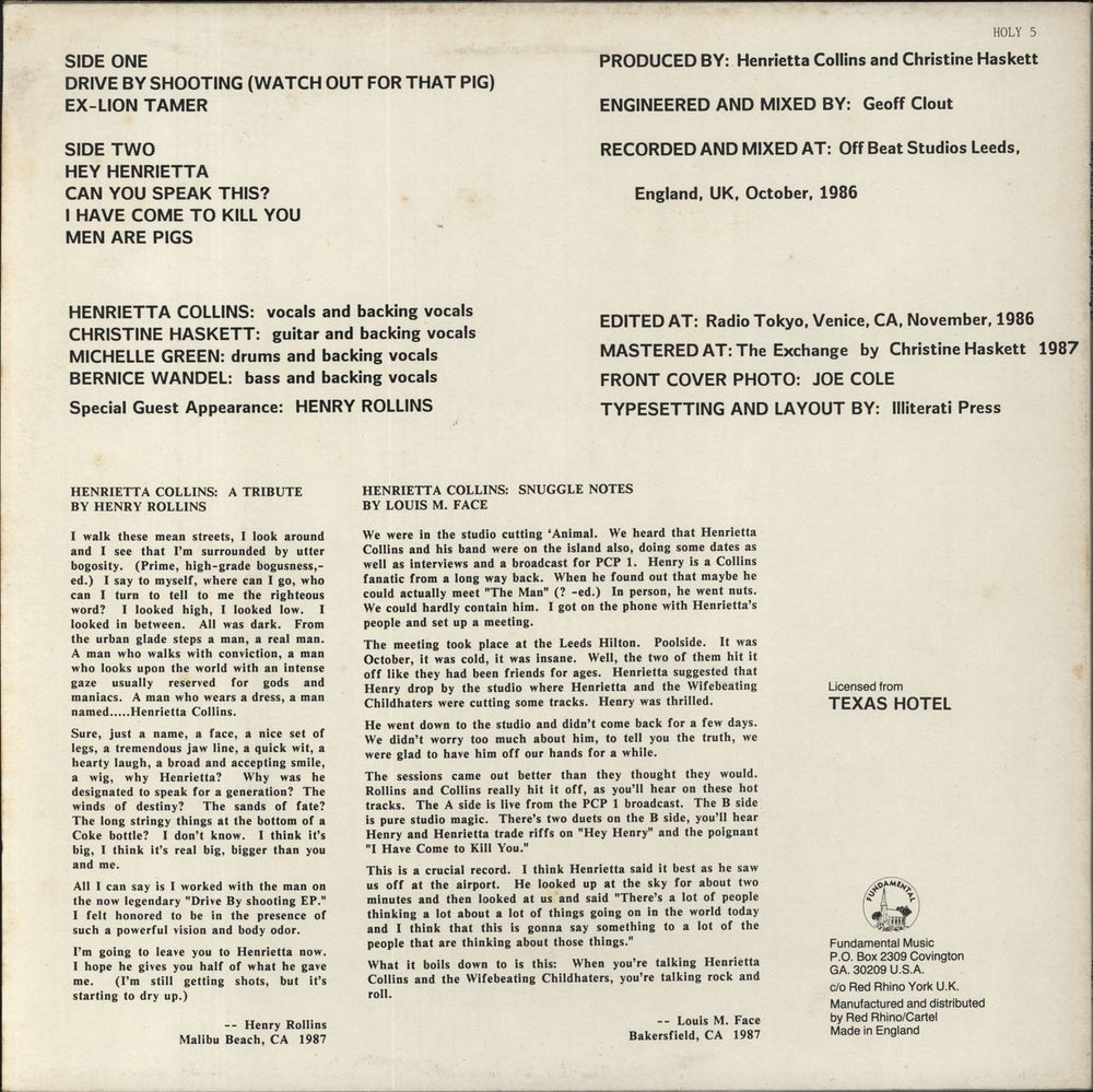 Henry Rollins The Wifebeating Childhaters UK vinyl LP album (LP record)